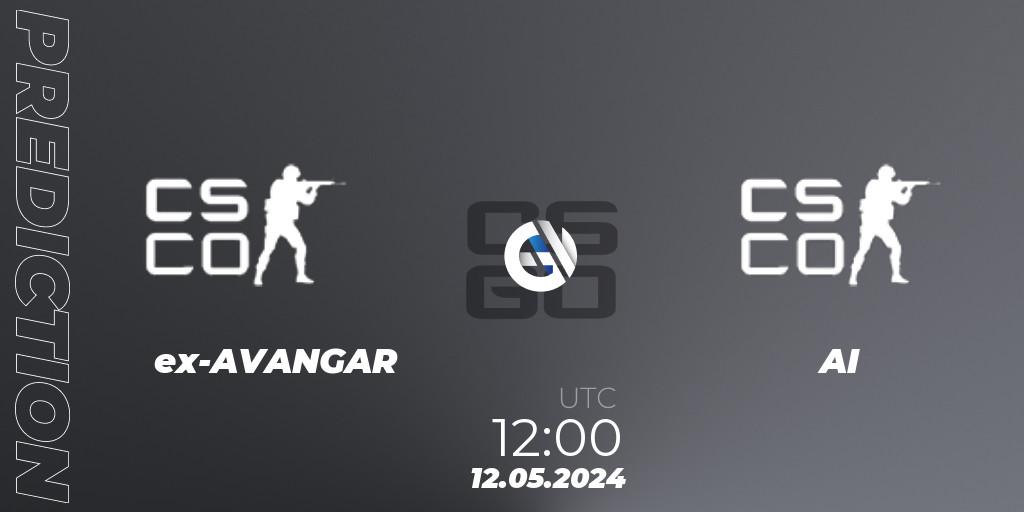 ex-AVANGAR contre AI : prédiction de match. 12.05.2024 at 12:50. Counter-Strike (CS2), 1xBet QRK Cup 2024