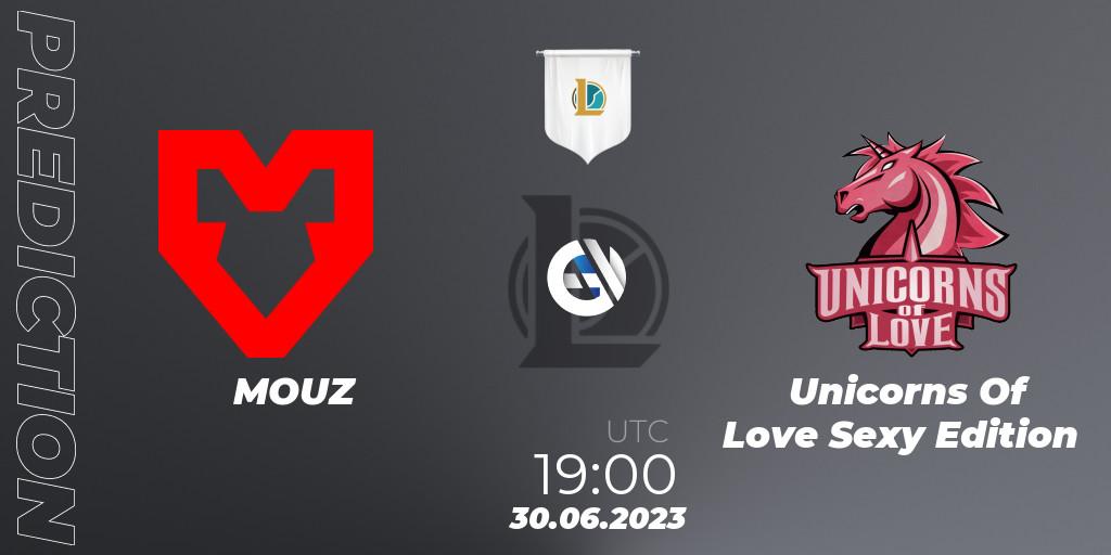 MOUZ contre Unicorns Of Love Sexy Edition : prédiction de match. 30.06.2023 at 19:00. LoL, Prime League Summer 2023 - Group Stage