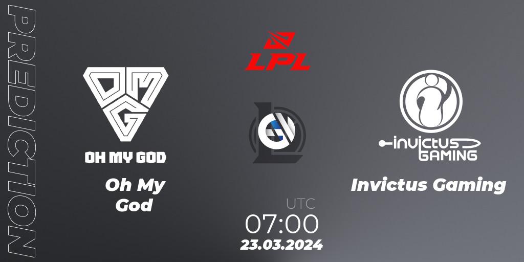 Oh My God contre Invictus Gaming : prédiction de match. 23.03.24. LoL, LPL Spring 2024 - Group Stage