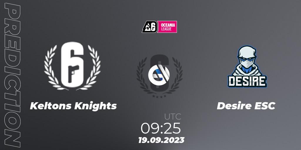 Keltons Knights contre Desire ESC : prédiction de match. 19.09.2023 at 09:25. Rainbow Six, Oceania League 2023 - Stage 2