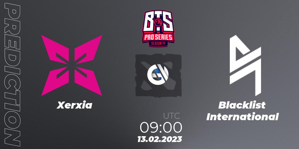 Xerxia contre Blacklist International : prédiction de match. 12.02.2023 at 11:18. Dota 2, BTS Pro Series Season 14: Southeast Asia