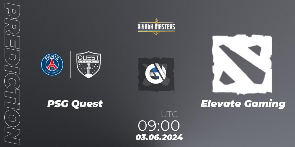PSG Quest contre Elevate Gaming : prédiction de match. 03.06.2024 at 09:00. Dota 2, Riyadh Masters 2024: MENA Closed Qualifier