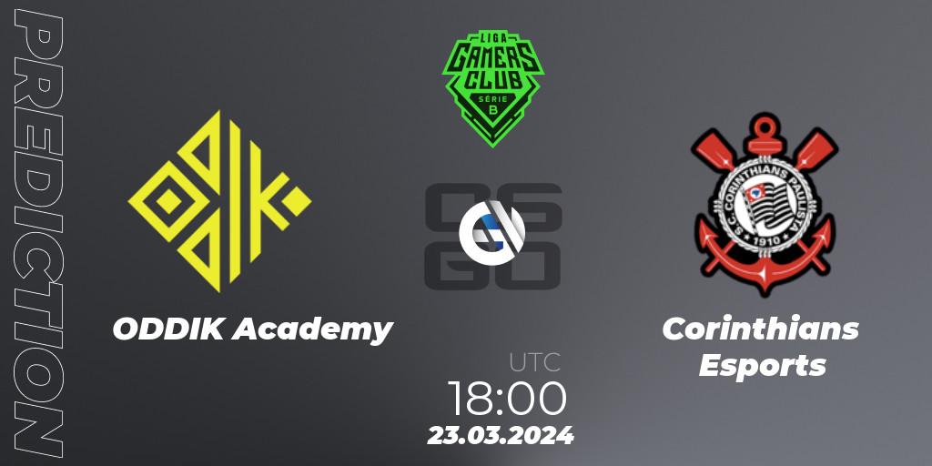 ODDIK Academy contre Corinthians Esports : prédiction de match. 23.03.2024 at 18:00. Counter-Strike (CS2), Gamers Club Liga Série B: March 2024