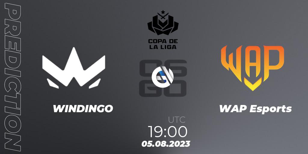 WINDINGO contre WAP Esports : prédiction de match. 07.08.2023 at 20:00. Counter-Strike (CS2), La Copa de La Liga 2023