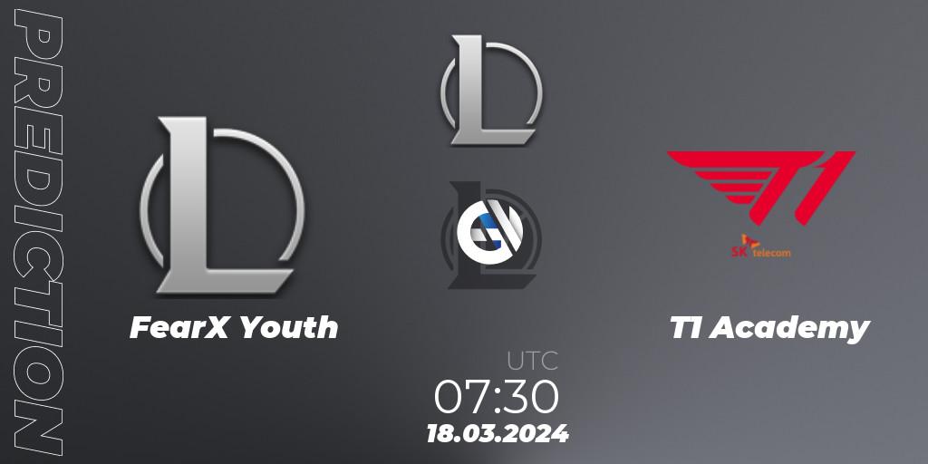 FearX Youth contre T1 Academy : prédiction de match. 18.03.24. LoL, LCK Challengers League 2024 Spring - Group Stage