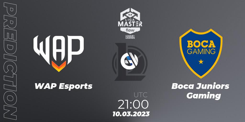 WAP Esports contre Boca Juniors Gaming : prédiction de match. 10.03.2023 at 21:00. LoL, Liga Master Opening 2023 - Playoffs