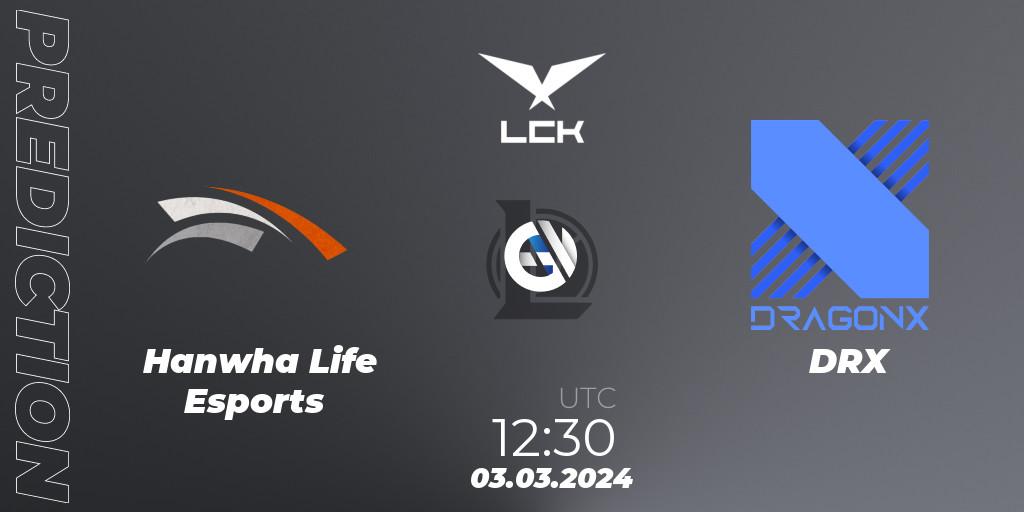 Hanwha Life Esports contre DRX : prédiction de match. 03.03.24. LoL, LCK Spring 2024 - Group Stage