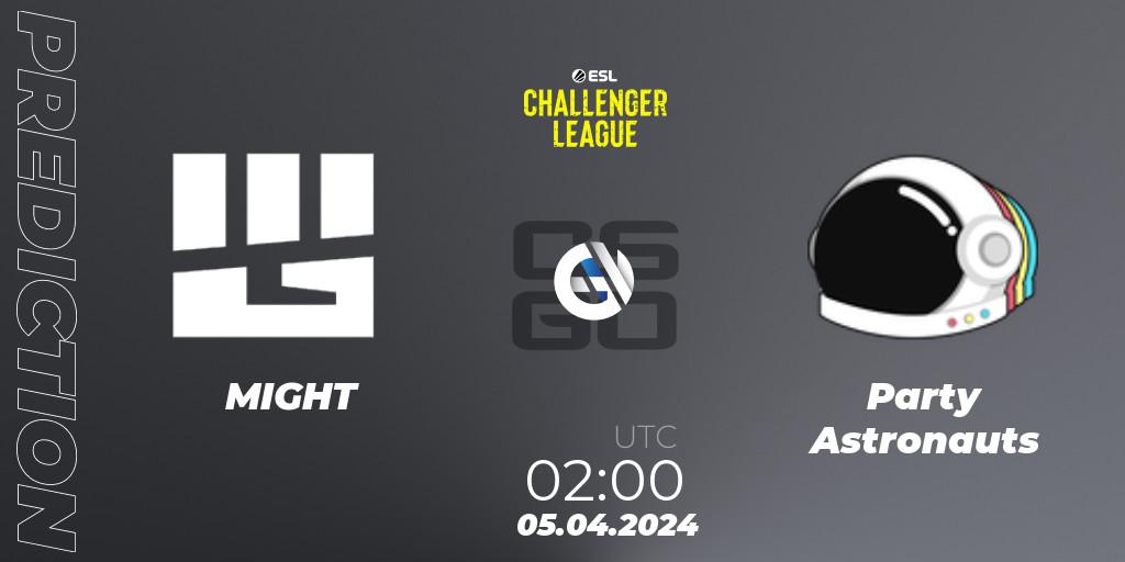 MIGHT contre Party Astronauts : prédiction de match. 05.04.24. CS2 (CS:GO), ESL Challenger League Season 47: North America