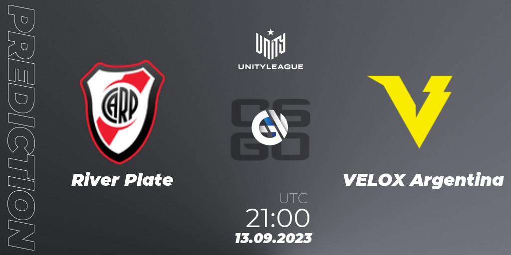 River Plate contre VELOX Argentina : prédiction de match. 13.09.2023 at 21:00. Counter-Strike (CS2), LVP Unity League Argentina 2023