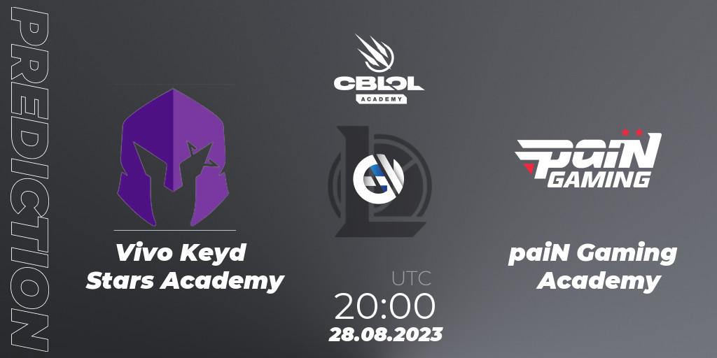 Vivo Keyd Stars Academy contre paiN Gaming Academy : prédiction de match. 28.08.2023 at 20:00. LoL, CBLOL Academy Split 2 2023 - Playoffs