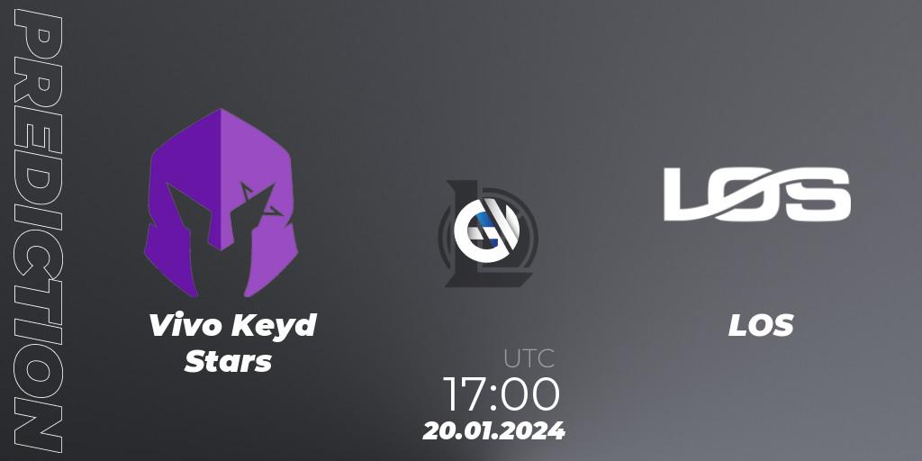 Vivo Keyd Stars contre LOS : prédiction de match. 20.01.2024 at 17:00. LoL, CBLOL Split 1 2024 - Group Stage