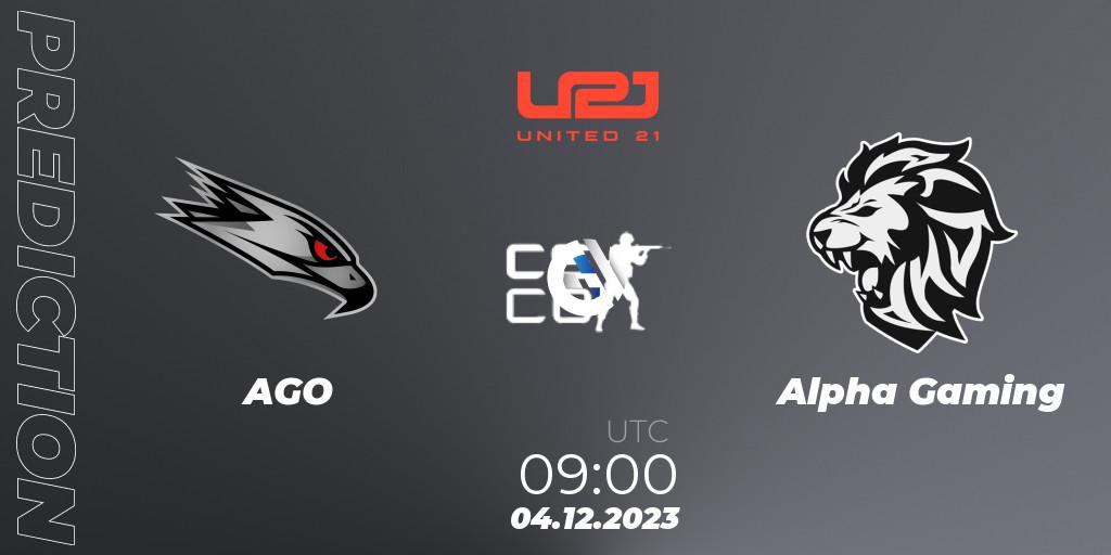 AGO contre Alpha Gaming : prédiction de match. 04.12.23. CS2 (CS:GO), United21 Season 9