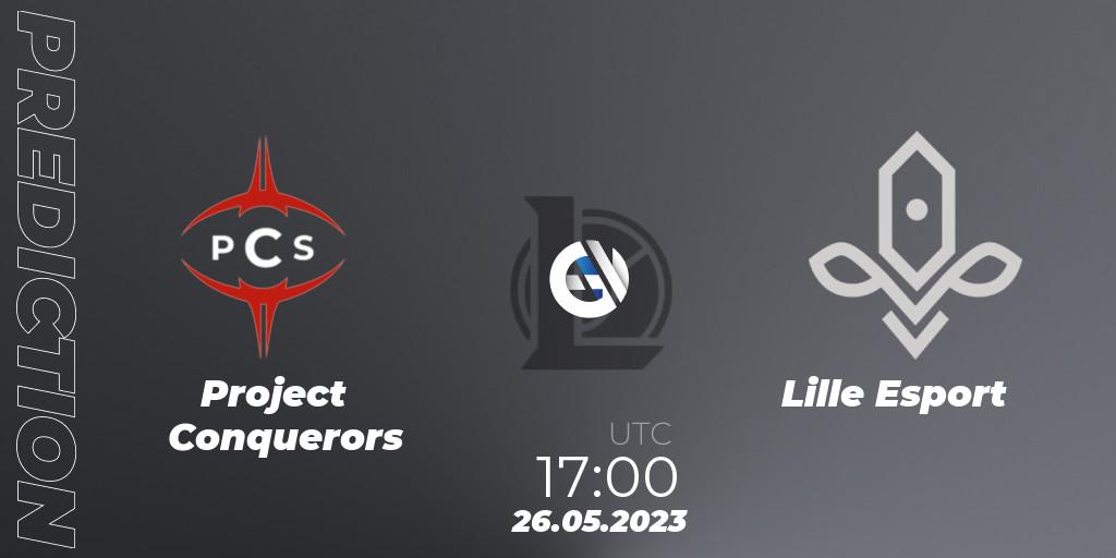 Project Conquerors contre Lille Esport : prédiction de match. 26.05.2023 at 17:00. LoL, LFL Division 2 Summer 2023 - Group Stage