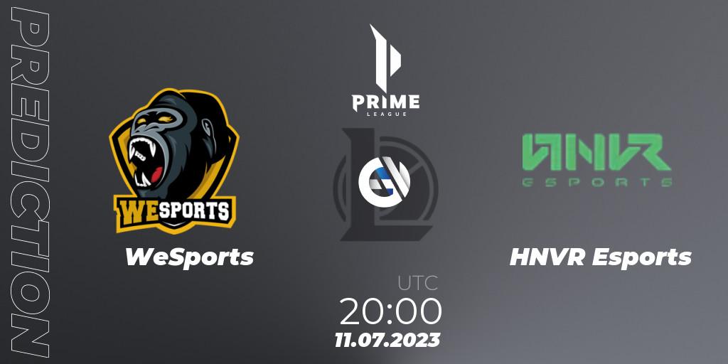 WeSports contre HNVR Esports : prédiction de match. 11.07.2023 at 20:00. LoL, Prime League 2nd Division Summer 2023