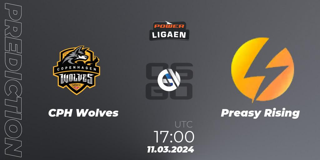 CPH Wolves contre Preasy Rising : prédiction de match. 11.03.2024 at 17:00. Counter-Strike (CS2), Dust2.dk Ligaen Season 25