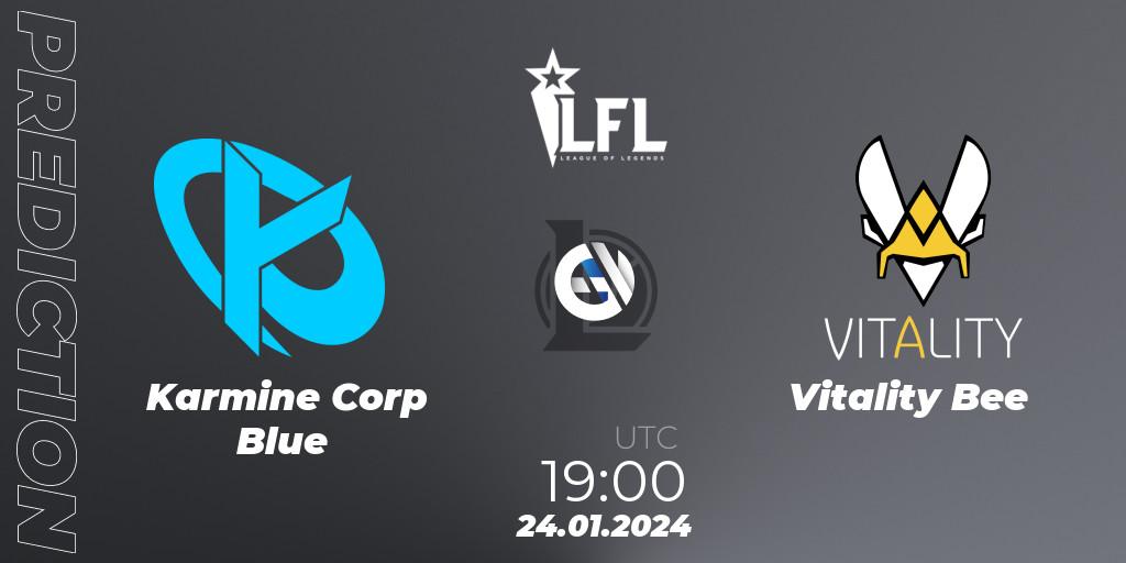 Karmine Corp Blue contre Vitality Bee : prédiction de match. 24.01.2024 at 19:00. LoL, LFL Spring 2024