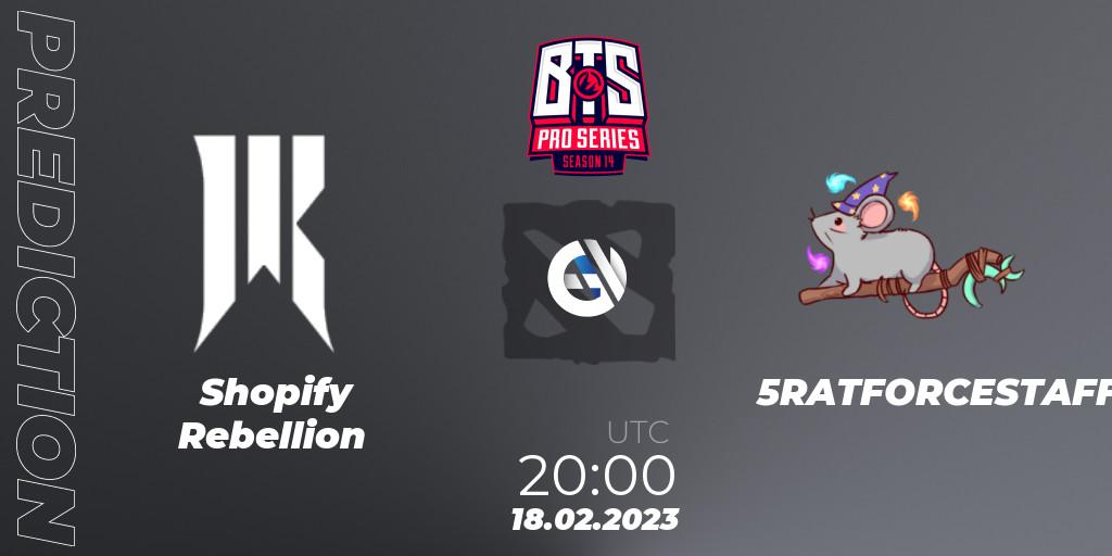 Shopify Rebellion contre 5RATFORCESTAFF : prédiction de match. 18.02.23. Dota 2, BTS Pro Series Season 14: Americas
