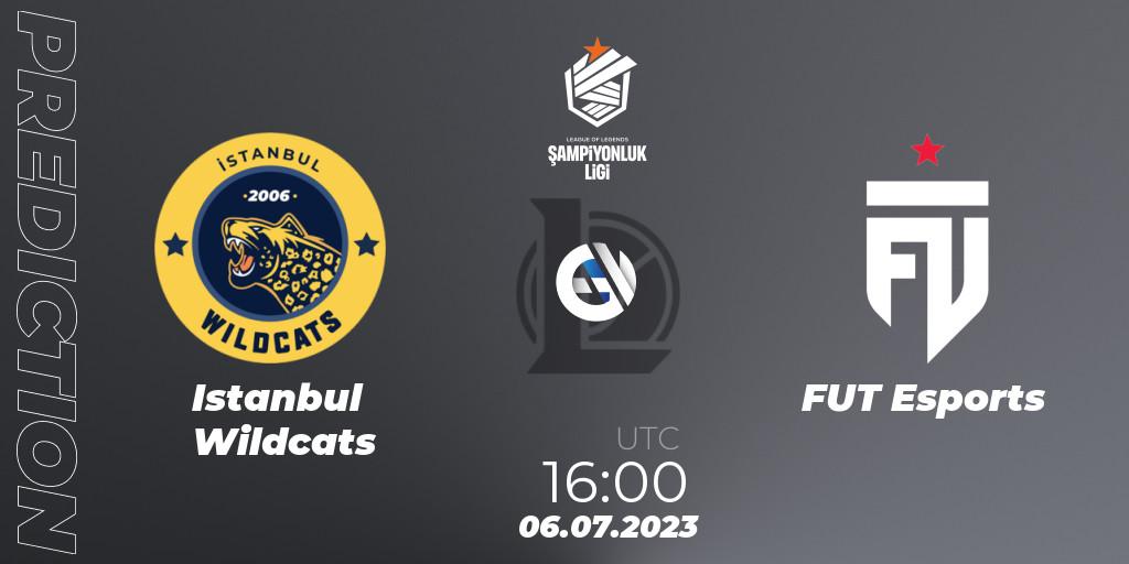 Istanbul Wildcats contre FUT Esports : prédiction de match. 06.07.2023 at 16:00. LoL, TCL Summer 2023 - Group Stage
