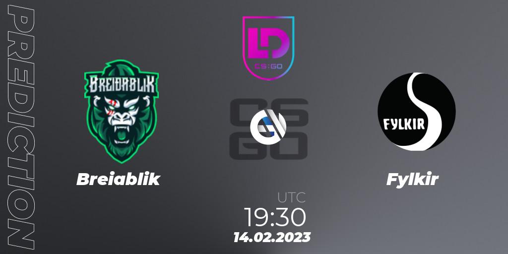 Breiðablik contre Fylkir : prédiction de match. 14.02.2023 at 19:30. Counter-Strike (CS2), Icelandic Esports League Season 7