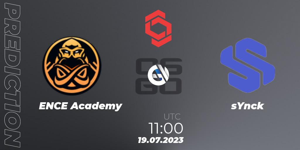 ENCE Academy contre sYnck : prédiction de match. 19.07.2023 at 11:00. Counter-Strike (CS2), CCT Central Europe Series #7