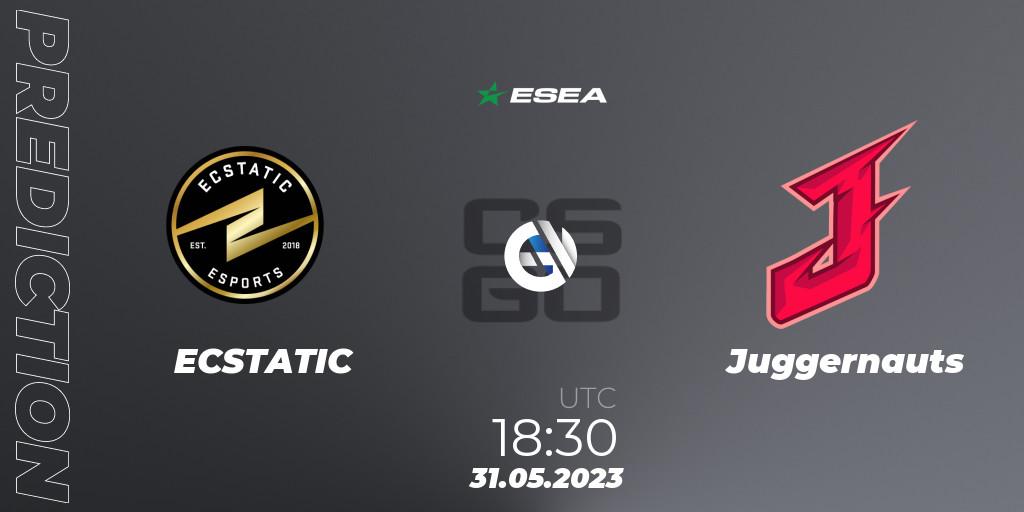 ECSTATIC contre Juggernauts : prédiction de match. 31.05.23. CS2 (CS:GO), ESEA Advanced Season 45 Europe