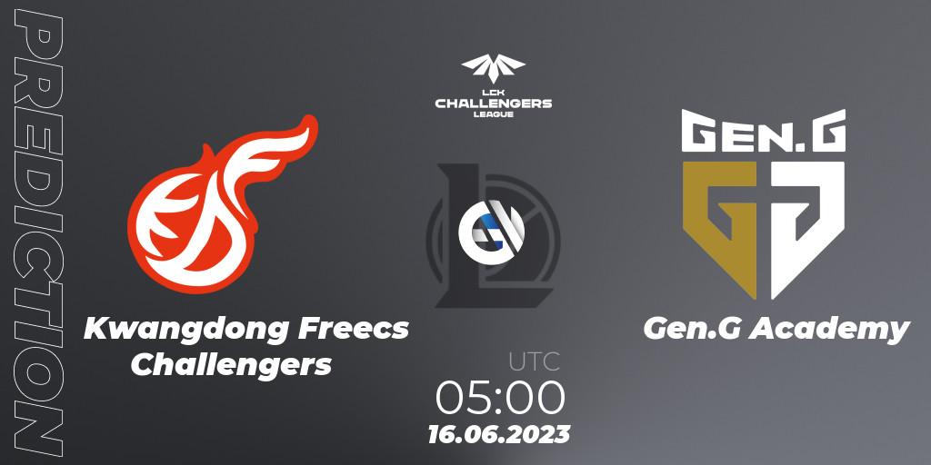 Kwangdong Freecs Challengers contre Gen.G Academy : prédiction de match. 16.06.23. LoL, LCK Challengers League 2023 Summer - Group Stage