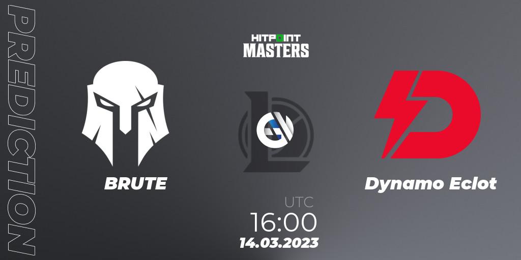 BRUTE contre Dynamo Eclot : prédiction de match. 17.03.2023 at 16:00. LoL, Hitpoint Masters Spring 2023