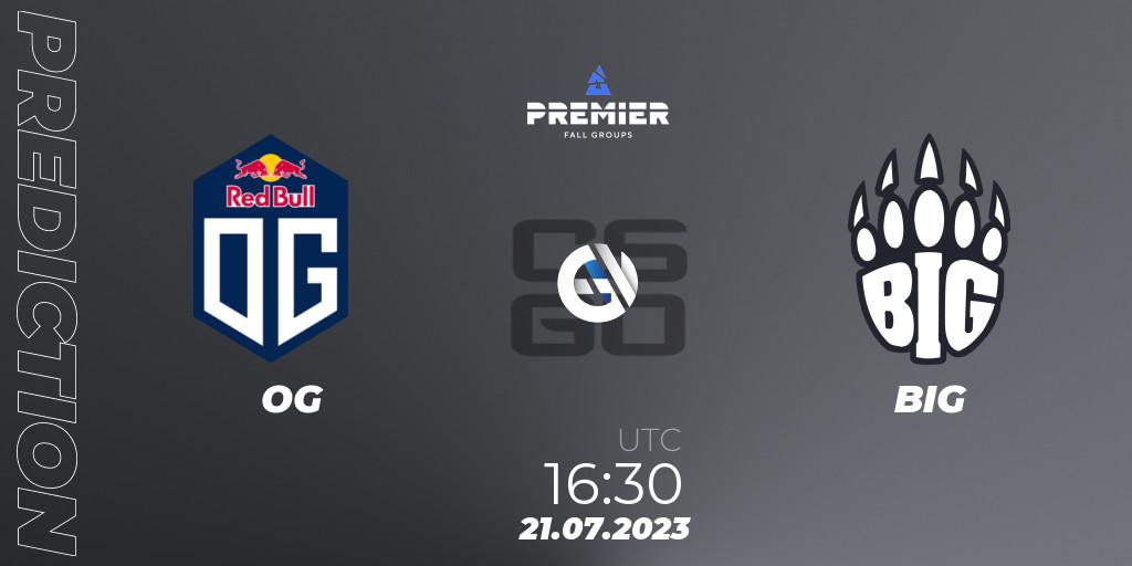 OG contre BIG : prédiction de match. 21.07.2023 at 15:30. Counter-Strike (CS2), BLAST Premier Fall Groups 2023