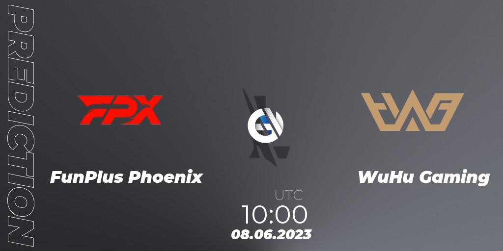 FunPlus Phoenix contre WuHu Gaming : prédiction de match. 08.06.23. Wild Rift, WRL Asia 2023 - Season 1 - Regular Season