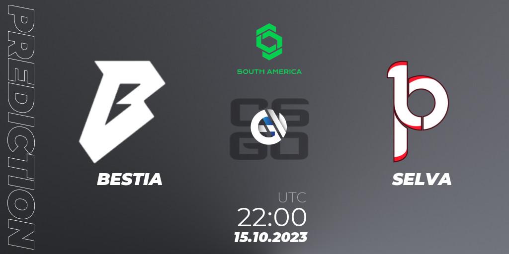 BESTIA contre SELVA : prédiction de match. 15.10.2023 at 22:00. Counter-Strike (CS2), CCT South America Series #12