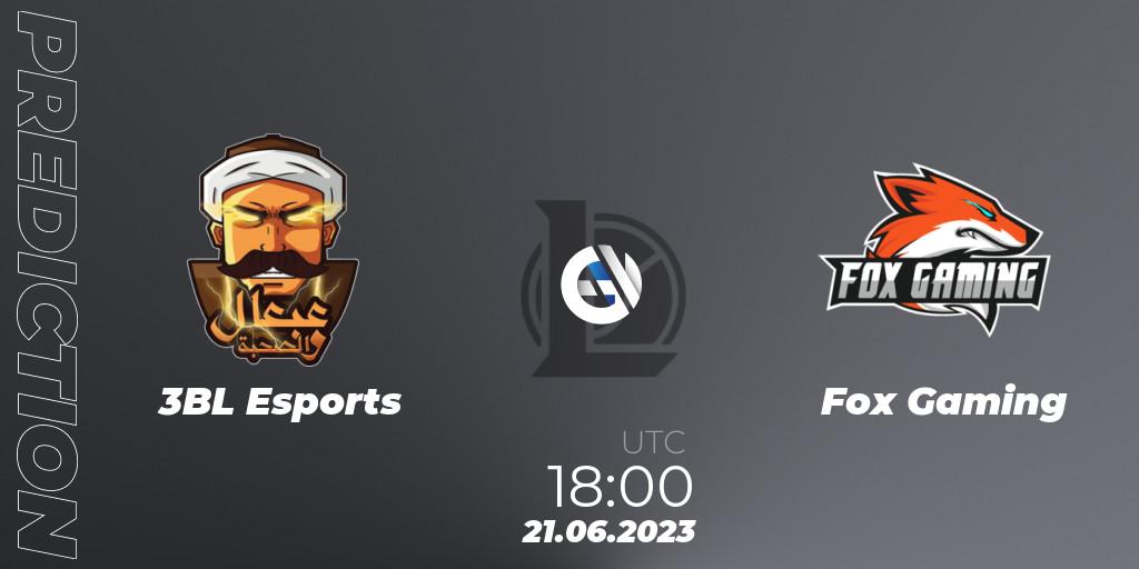 3BL Esports contre Fox Gaming : prédiction de match. 21.06.2023 at 18:00. LoL, Arabian League Summer 2023 - Group Stage