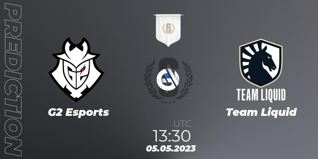 G2 Esports contre Team Liquid : prédiction de match. 05.05.2023 at 17:00. Rainbow Six, BLAST R6 Major Copenhagen 2023 Playoffs