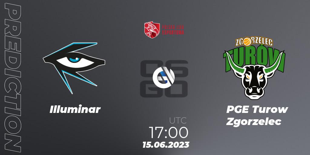 Illuminar contre PGE Turow Zgorzelec : prédiction de match. 15.06.2023 at 17:20. Counter-Strike (CS2), Polish Esports League 2023 Split 2