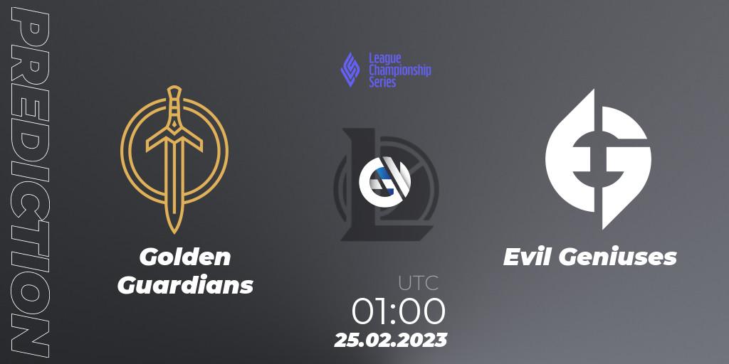 Golden Guardians contre Evil Geniuses : prédiction de match. 25.02.23. LoL, LCS Spring 2023 - Group Stage