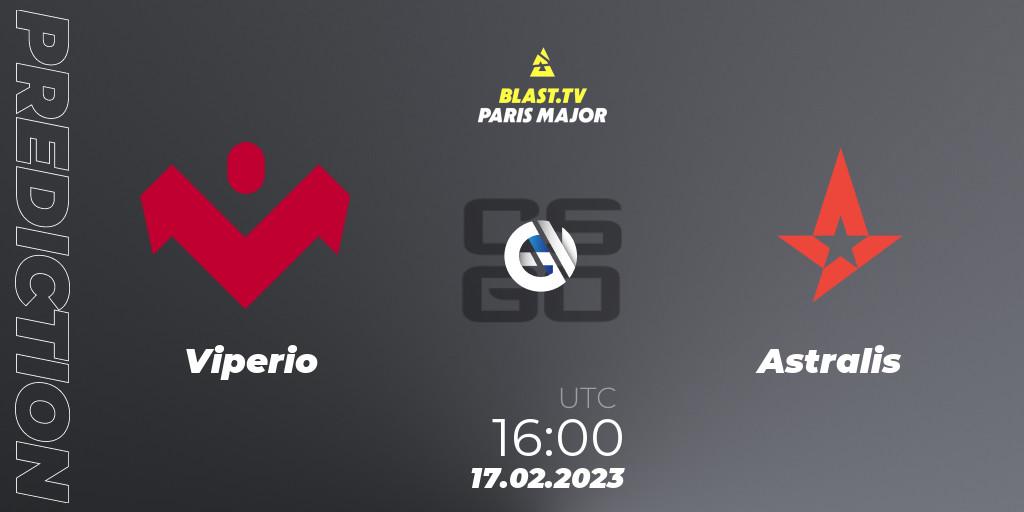 Viperio contre Astralis : prédiction de match. 17.02.2023 at 16:00. Counter-Strike (CS2), BLAST.tv Paris Major 2023 Europe RMR Closed Qualifier A