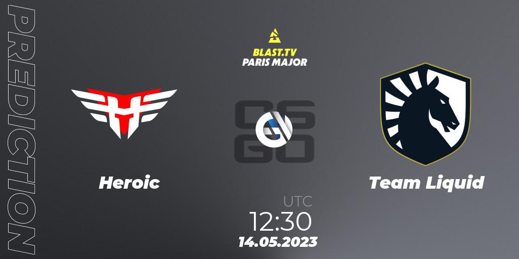 Heroic contre Team Liquid : prédiction de match. 14.05.2023 at 11:55. Counter-Strike (CS2), BLAST Paris Major 2023