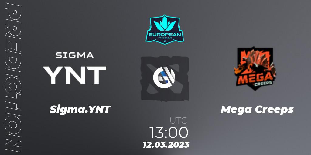 Sigma.YNT contre Mega Creeps : prédiction de match. 12.03.2023 at 13:40. Dota 2, European Pro League Season 7