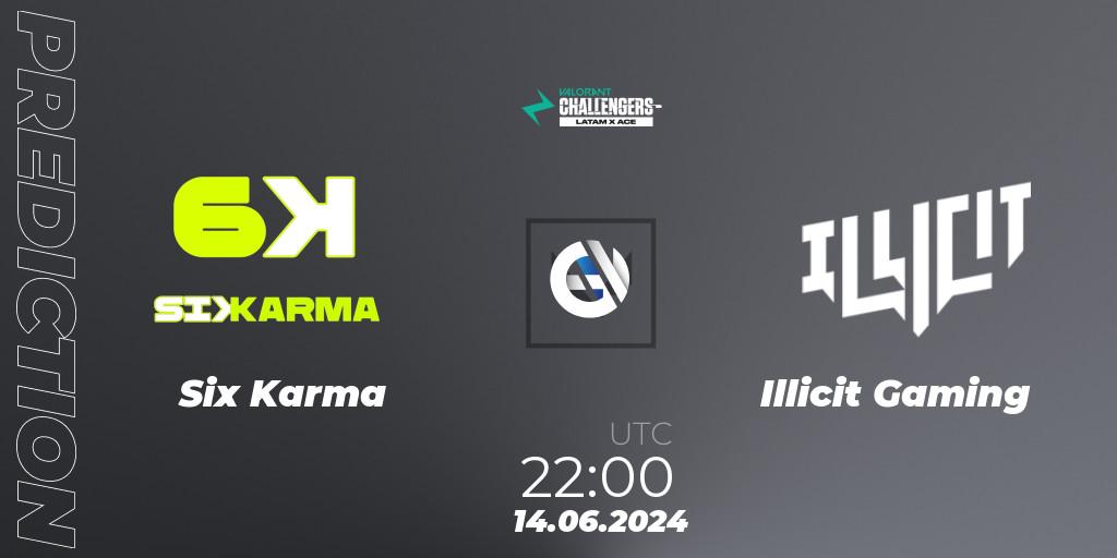 Six Karma contre Illicit Gaming : prédiction de match. 14.06.2024 at 22:00. VALORANT, VALORANT Challengers 2024 LAN: Split 2