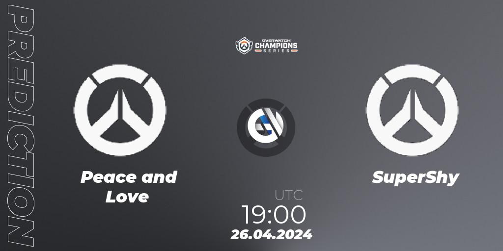 Peace and Love contre SuperShy : prédiction de match. 26.04.2024 at 19:00. Overwatch, Overwatch Champions Series 2024 - EMEA Stage 2 Main Event