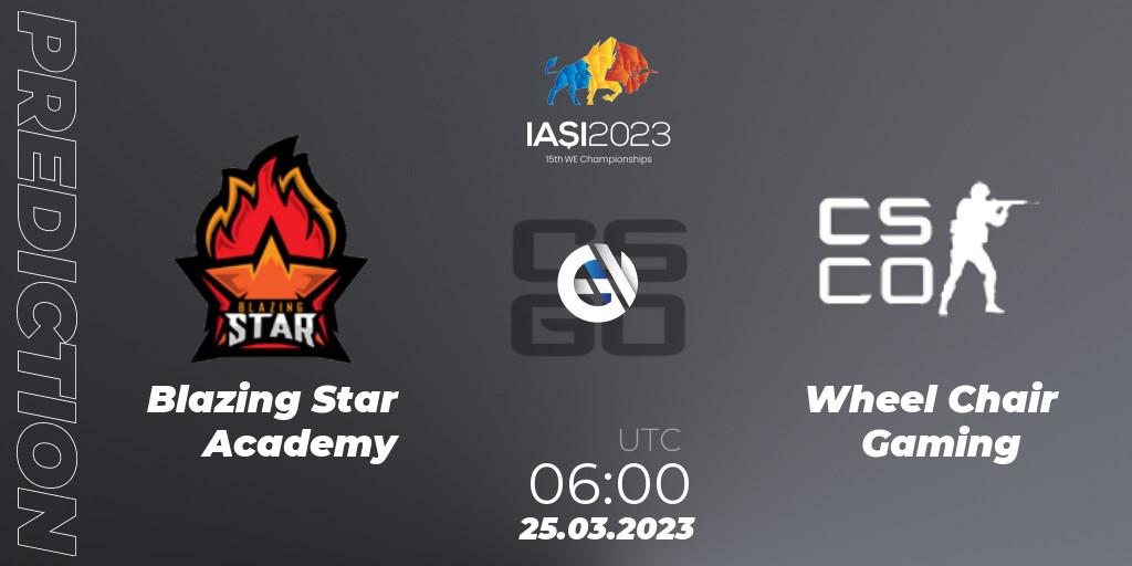 Blazing Star Academy contre Wheel Chair Gaming : prédiction de match. 25.03.23. CS2 (CS:GO), IESF World Esports Championship 2023: Hong Kong Qualifier