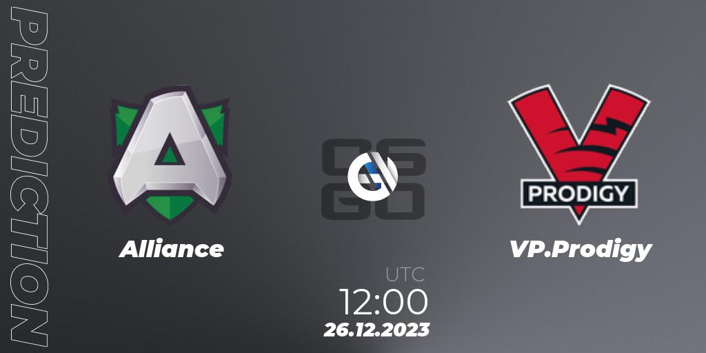 Alliance contre VP.Prodigy : prédiction de match. 26.12.2023 at 12:00. Counter-Strike (CS2), Betswap Winter Cup 2023