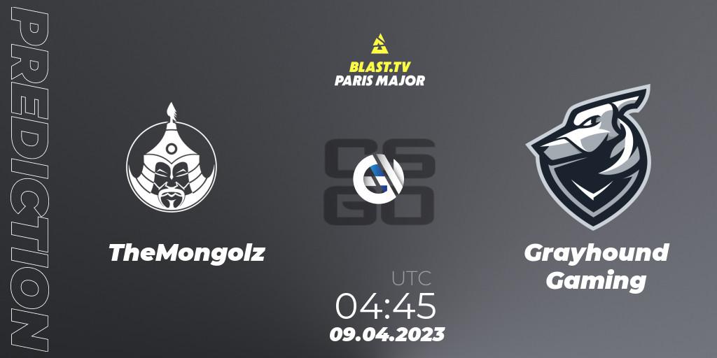 TheMongolz contre Grayhound Gaming : prédiction de match. 09.04.2023 at 05:00. Counter-Strike (CS2), BLAST.tv Paris Major 2023 Asia-Pacific RMR