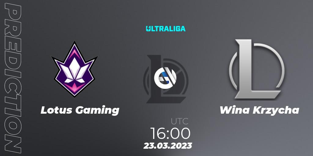 Lotus Gaming contre Wina Krzycha : prédiction de match. 23.03.23. LoL, Ultraliga 2nd Division Season 6