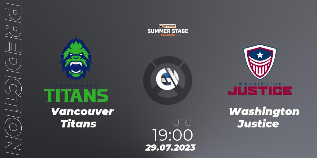 Vancouver Titans contre Washington Justice : prédiction de match. 29.07.23. Overwatch, Overwatch League 2023 - Summer Stage Qualifiers