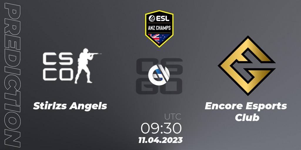 Stirlzs Angels contre Encore Esports Club : prédiction de match. 11.04.23. CS2 (CS:GO), ESL ANZ Champs Season 16