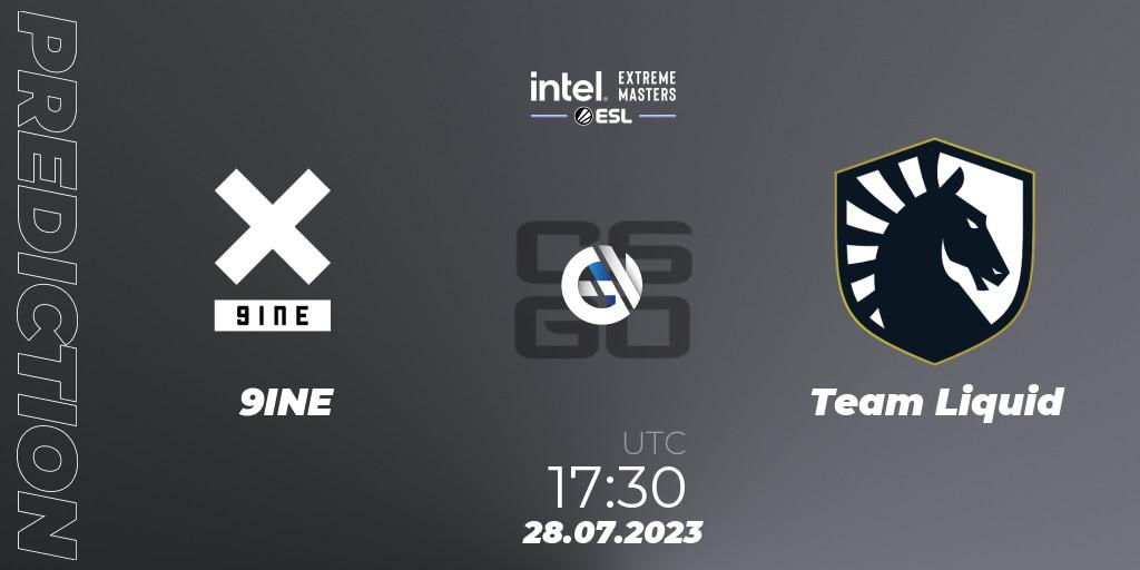 9INE contre Team Liquid : prédiction de match. 28.07.2023 at 14:00. Counter-Strike (CS2), IEM Cologne 2023 - Play-In