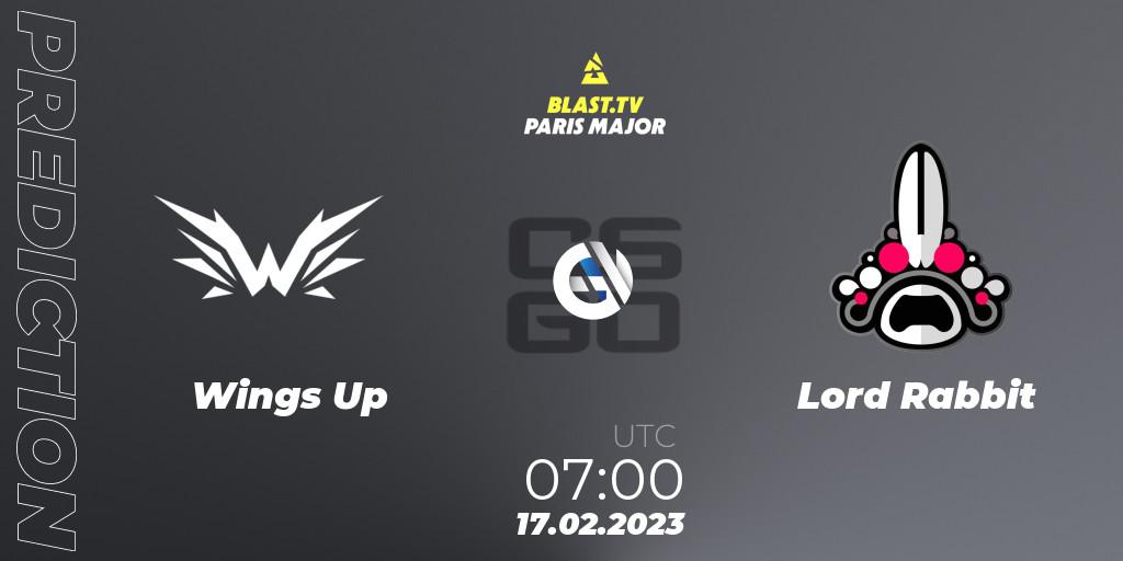 Wings Up contre Lord Rabbit : prédiction de match. 17.02.2023 at 12:30. Counter-Strike (CS2), BLAST.tv Paris Major 2023 China RMR Closed Qualifier
