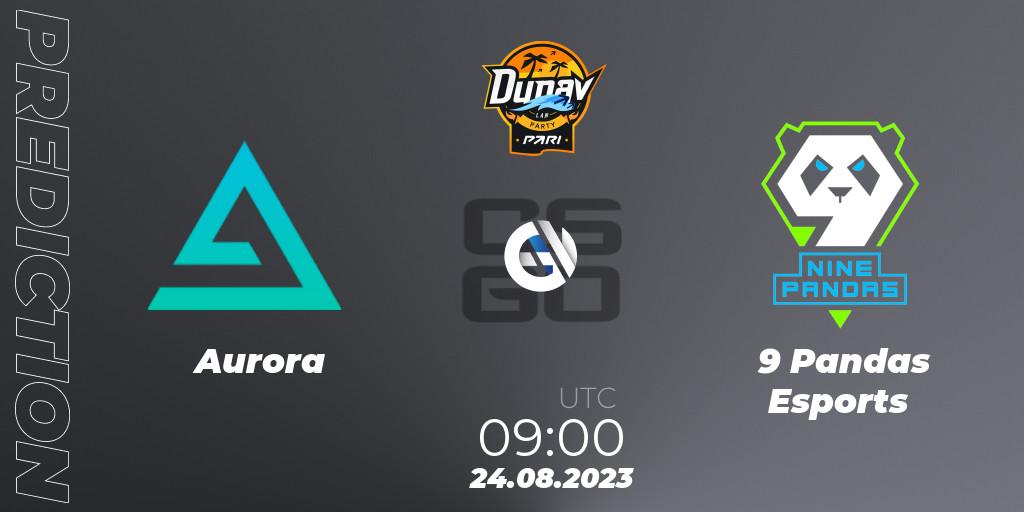 Aurora contre 9 Pandas Esports : prédiction de match. 24.08.2023 at 09:00. Counter-Strike (CS2), PARI Dunav Party 2023