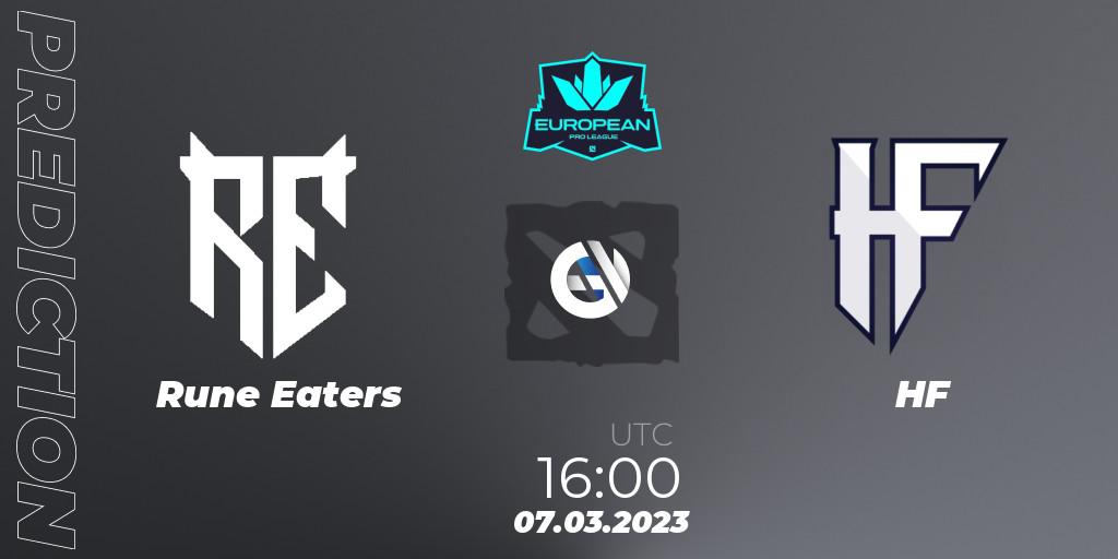 Rune Eaters contre HF : prédiction de match. 07.03.2023 at 16:20. Dota 2, European Pro League Season 7