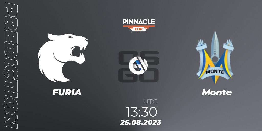 FURIA contre Monte : prédiction de match. 25.08.2023 at 13:30. Counter-Strike (CS2), Pinnacle Cup V